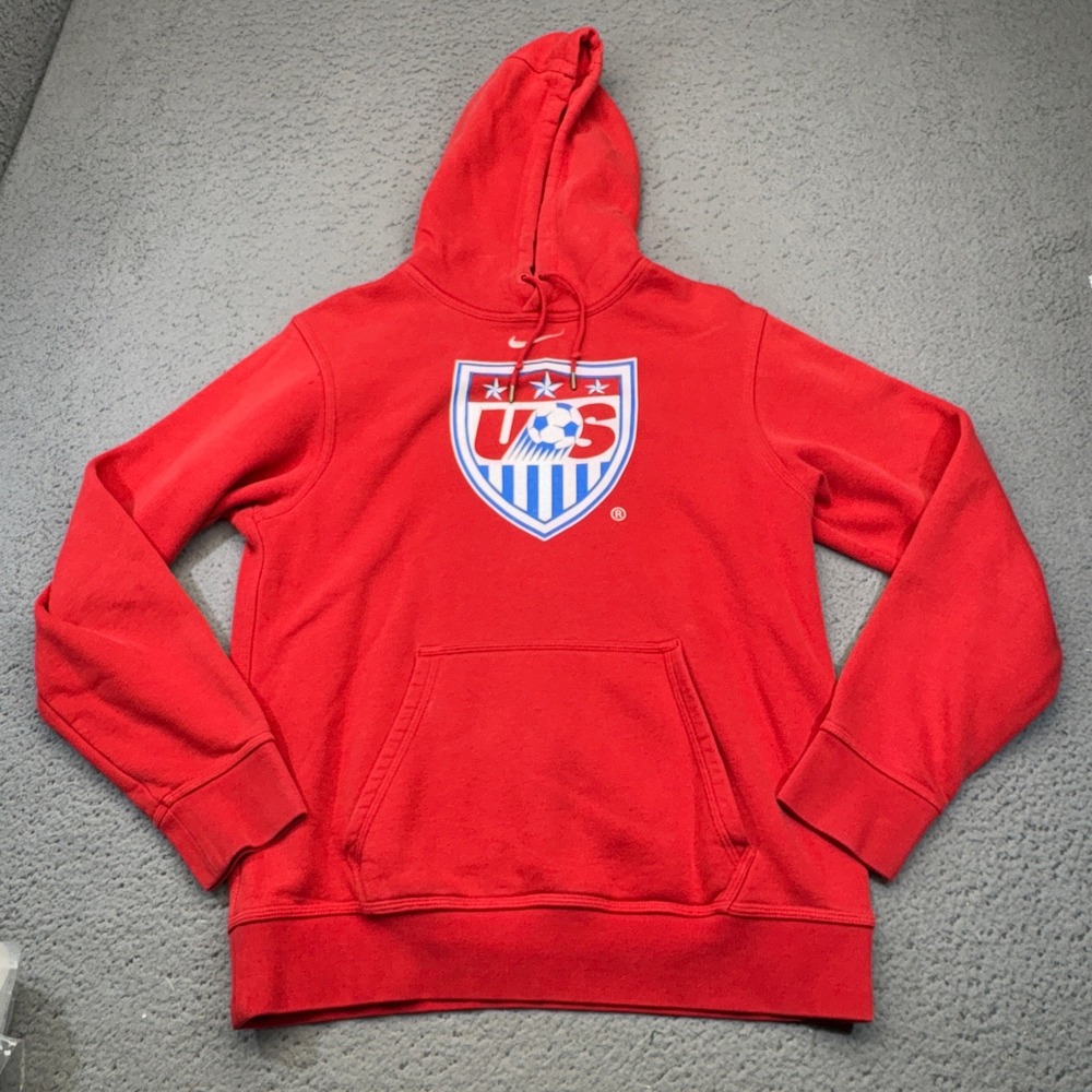 USMNT Hoodie Mens Small Red USA Soccer Team Nike Fleece Pullover Sweatshirt